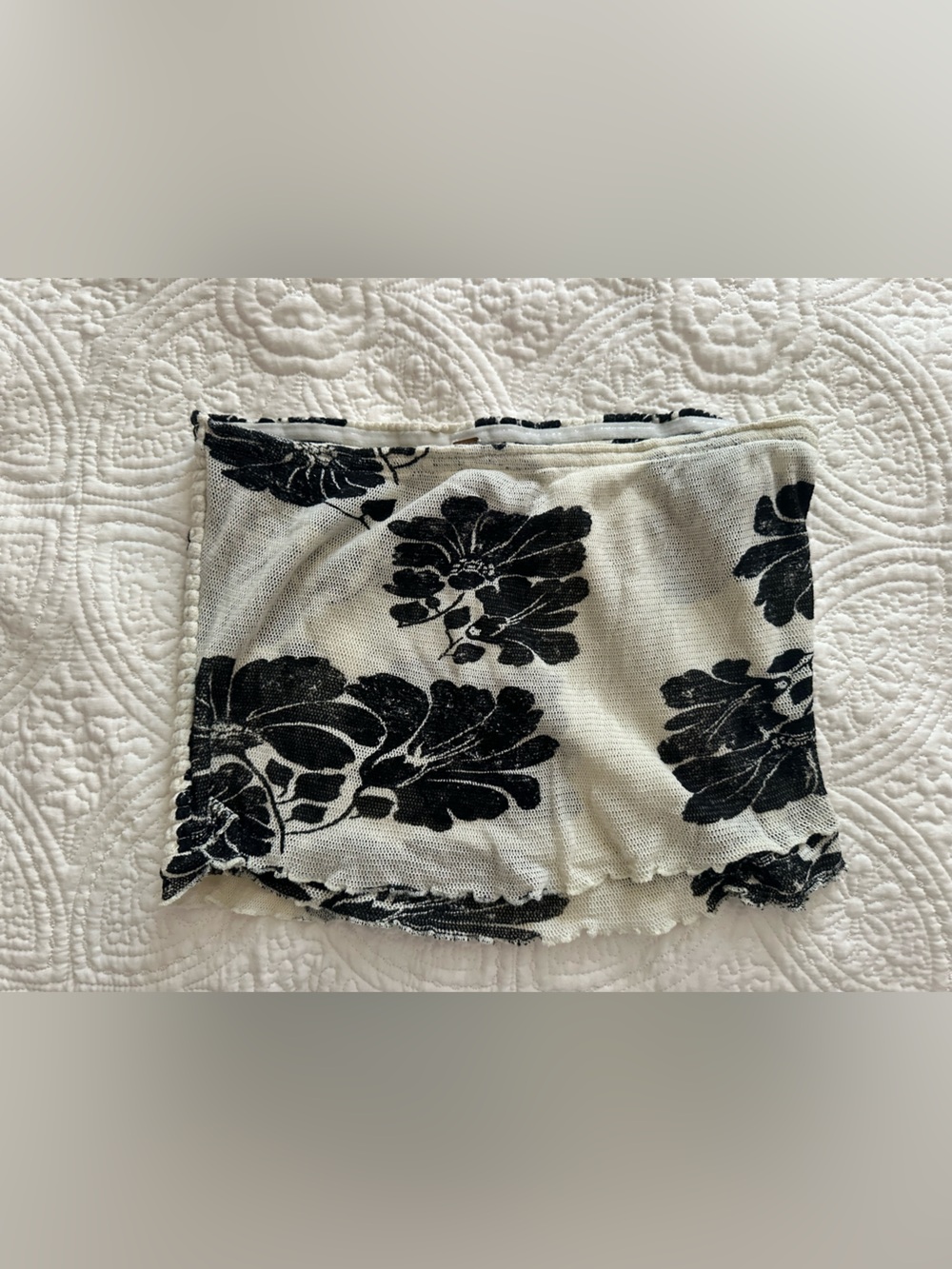 Free People Black Floral Print Strapless Tube Top